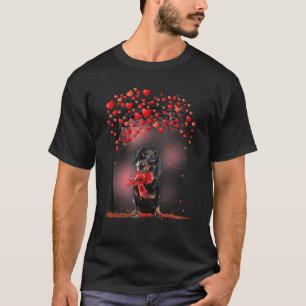 Valentines Day Dachshund Dog Tree Heart Puppy Dog T-Shirt