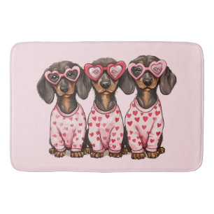 Valentines Day Dachshund Dogs Bath Mat