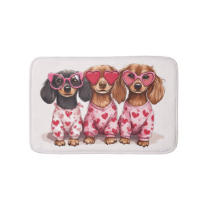 Valentines Day Dachshund Dogs Bath Mat