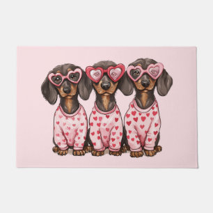 Valentines Day Dachshund Dogs Doormat