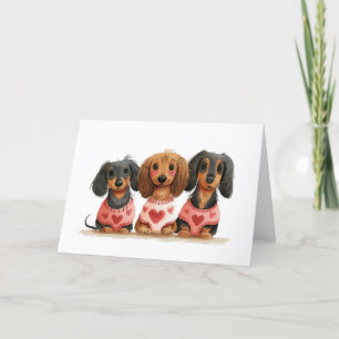 Valentines Day Dachshund Dogs Holiday Card