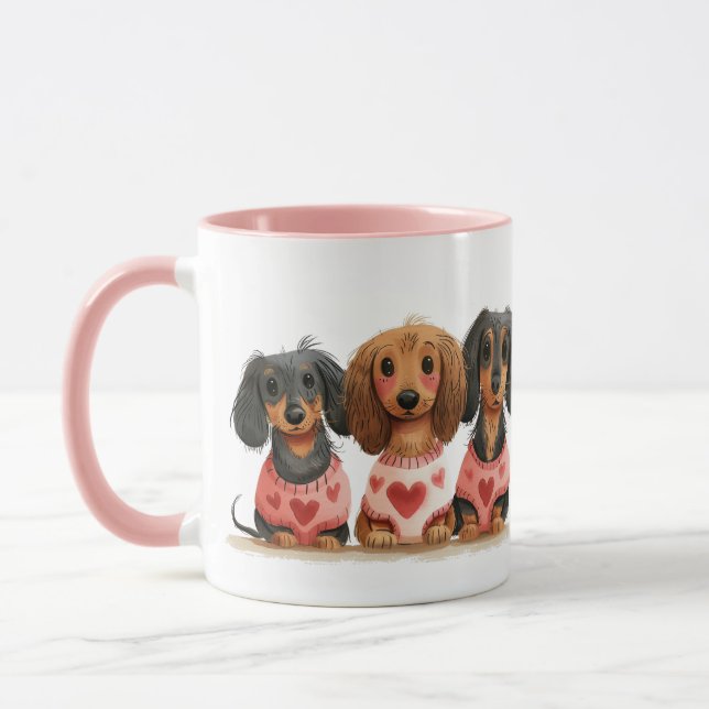 Valentines Day Dachshund Dogs Mug (Left)