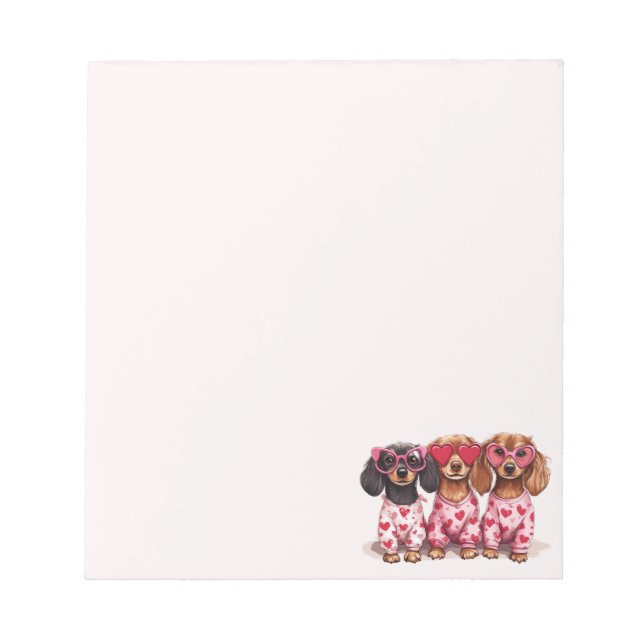 Valentines Day Dachshund Dogs Notepad (Front)