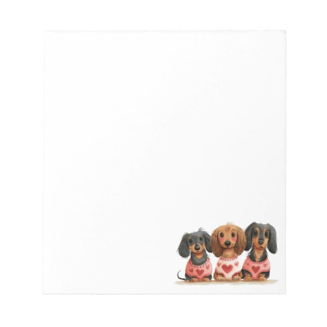 Valentines Day Dachshund Dogs Notepad (Front)