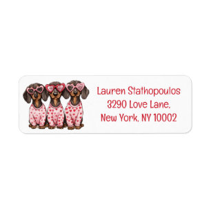 Valentines Day Dachshund Dogs Return Address Label