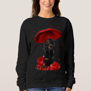 Valentines Day Dachshund Umbrella Heart Puppy Dog  Sweatshirt