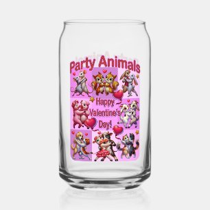 Valentine's Day Dancing Couples "Party Animals" Can Glass