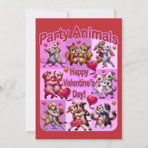 Valentine's Day Dancing Couples "Party Animals" Invitation