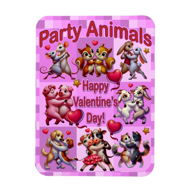 Valentine's Day Dancing Couples "Party Animals" Magnet (Vertical)