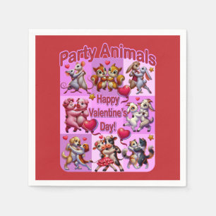 Valentine's Day Dancing Couples "Party Animals" Napkin