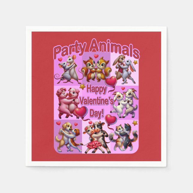 Valentine's Day Dancing Couples "Party Animals" Napkin (Front)