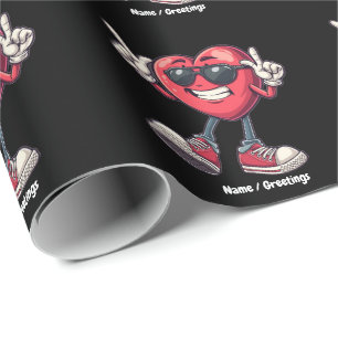 Valentines Day Dancing Heart Boys Girls Love Wrapping Paper