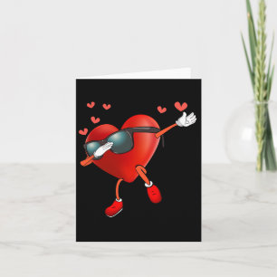 Valentine's Day Dancing Heart Lover Cute Dabbing T Card