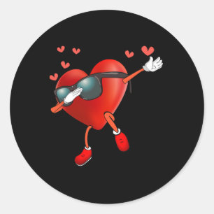 Valentine's Day Dancing Heart Lover Cute Dabbing T Classic Round Sticker