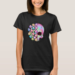 Valentines Day Dead Inside Skeleton Pastel Hearts T-Shirt