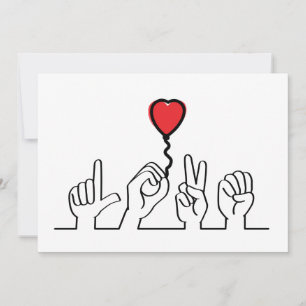 Valentine's Day. Deaf, sign-language love — love. Card
