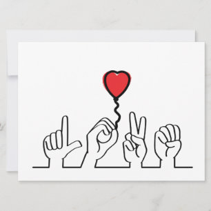 Valentine's Day. Deaf, sign-language love — love. Holiday Card