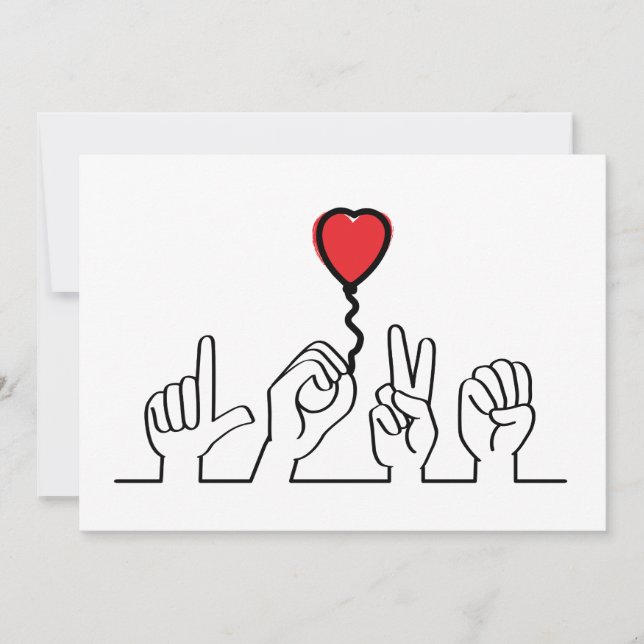 Valentine's Day. Deaf, sign-language love — love. Thank You Card (Front)