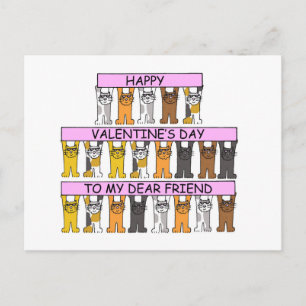 Valentine's Day Dear friend (cat lover). Holiday Postcard