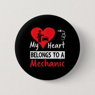 Valentines Day Design - My Heart Belongs To A Mech 6 Cm Round Badge