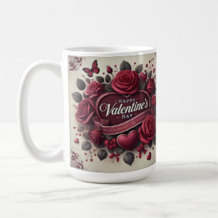 Valentine's Day Design With Roses and Heart  Coffee Mug