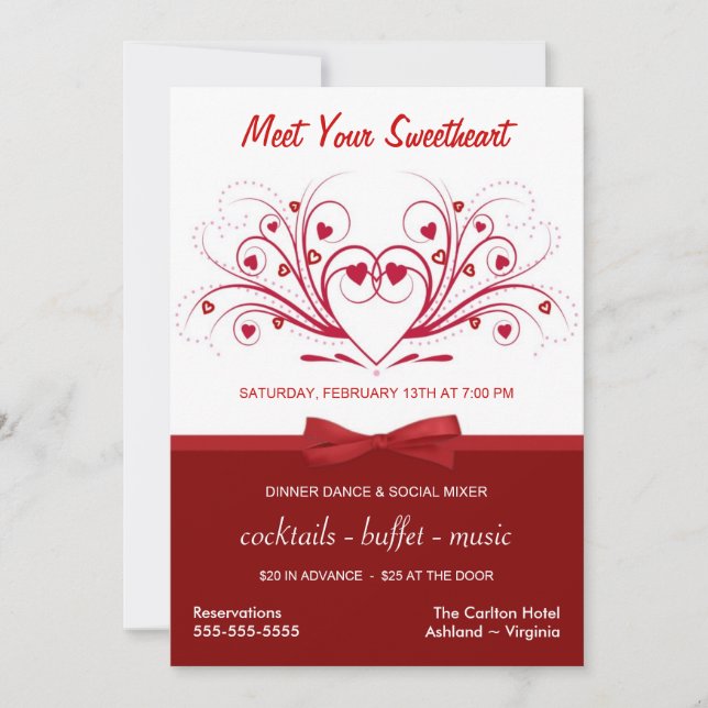 Valentine's Day Dinner Dance - Business Style Invitation (Front)