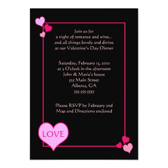 VALENTINES DAY Dinner Party 5 x 7 invitation