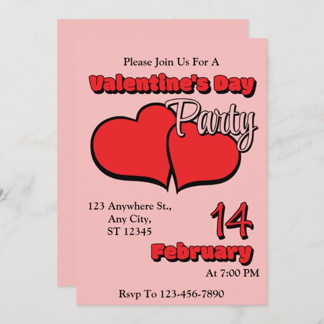 Valentine's Day Dinner Party Invitation (Front/Back)