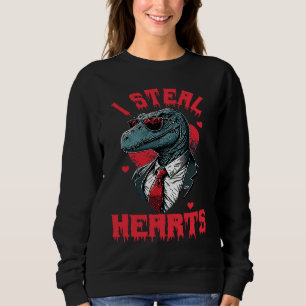 Valentine's Day Dinosaur I Steal Hearts Boys Men L Sweatshirt