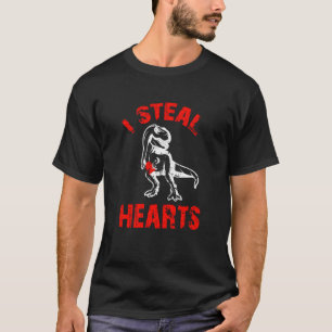 Valentines Day Dinosaur I Steal Hearts Boys Men Lo T-Shirt