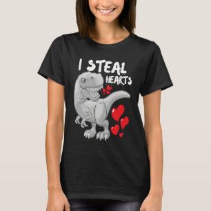 Valentines Day Dinosaur I Steal Hearts Boys Men Lo T-Shirt