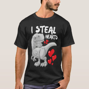 Valentines Day Dinosaur I Steal Hearts Boys Men Lo T-Shirt
