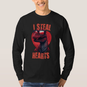 valentines day dinosaur I steal hearts boys men lo T-Shirt