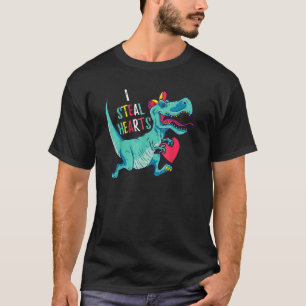 Valentines Day Dinosaur I Steal Hearts For Boys T-Shirt