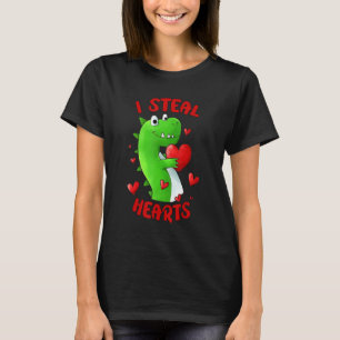 Valentines Day Dinosaur I Steal Hearts Kids Love r T-Shirt