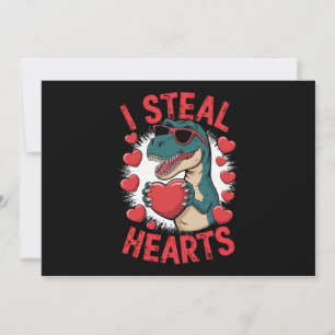 Valentines Day Dinosaur I Steal Hearts Love T rex Holiday Card