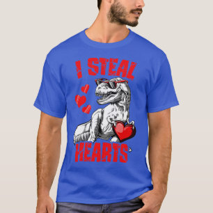 Valentines Day Dinosaur I Steal Hearts T rex Boys T-Shirt