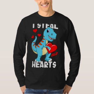Valentines Day Dinosaur Kids I Steal Hearts Cute B T-Shirt
