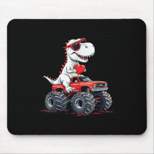 Valentines Day Dinosaur Monster Truck With Heart B Mouse Pad
