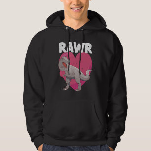 Valentines Day Dinosaur RAWR T rex Lover Tyrannosa Hoodie