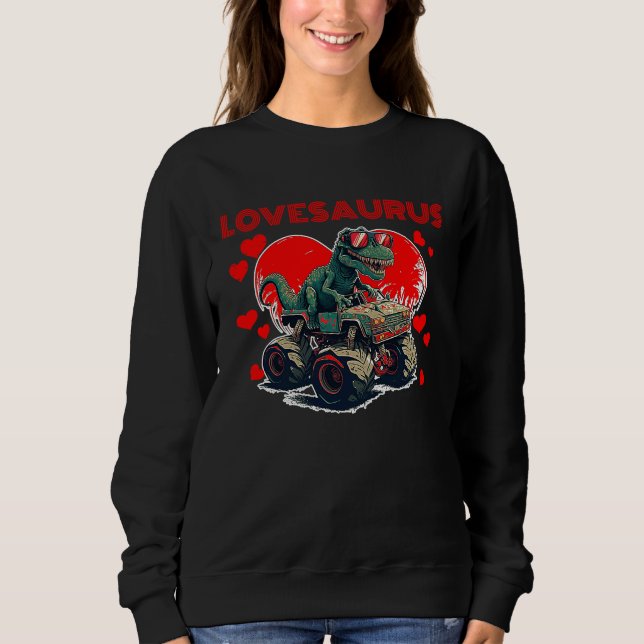 Valentines Day Dinosaur Rex Boys Valentine Kids Lo Sweatshirt (Front)