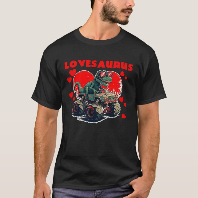 Valentines Day Dinosaur Rex Boys Valentine Kids Lo T-Shirt (Front)