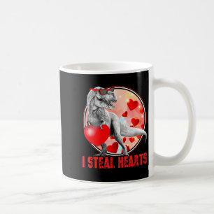 Valentines Day Dinosaur T Rex I Steal Hearts Funny Coffee Mug