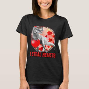 Valentines Day Dinosaur T Rex I Steal Hearts Funny T-Shirt