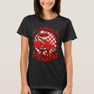 Valentines Day Dinosaur T-rex Lover I Steal Hearts T-Shirt