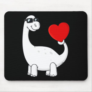 Valentines Day Dinosaur With A Heart Cute Boys Gir Mouse Pad