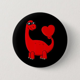 Valentines Day Dinosaur With A Heart Fun Boys Girl 6 Cm Round Badge