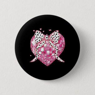 Valentines Day Disco Heart Coquette Bow Gifts For 6 Cm Round Badge