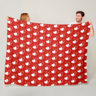 Valentine's Day Distorted Tilted Hearts Fleece Blanket