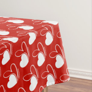 Valentine's Day Distorted Tilted Hearts Tablecloth